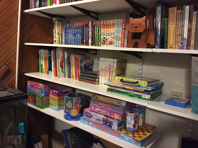 Kids books and games, manga that my brother gave me, anything else that doesn’t fit a neat category.